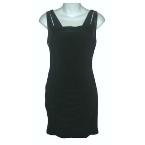 Hailey Logan By Adrianna Papell Dress Little Black Faux Leather LBD Pin Up Goth